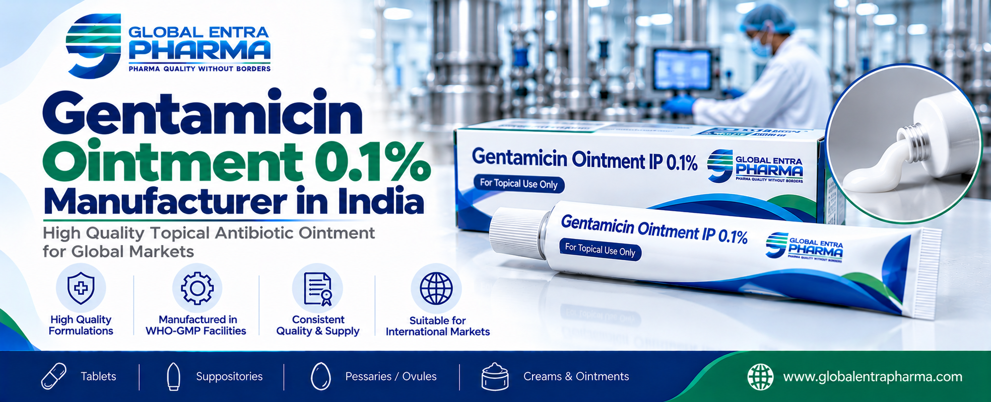 Gentamicin Ointment 0.1% Manufacturer in India